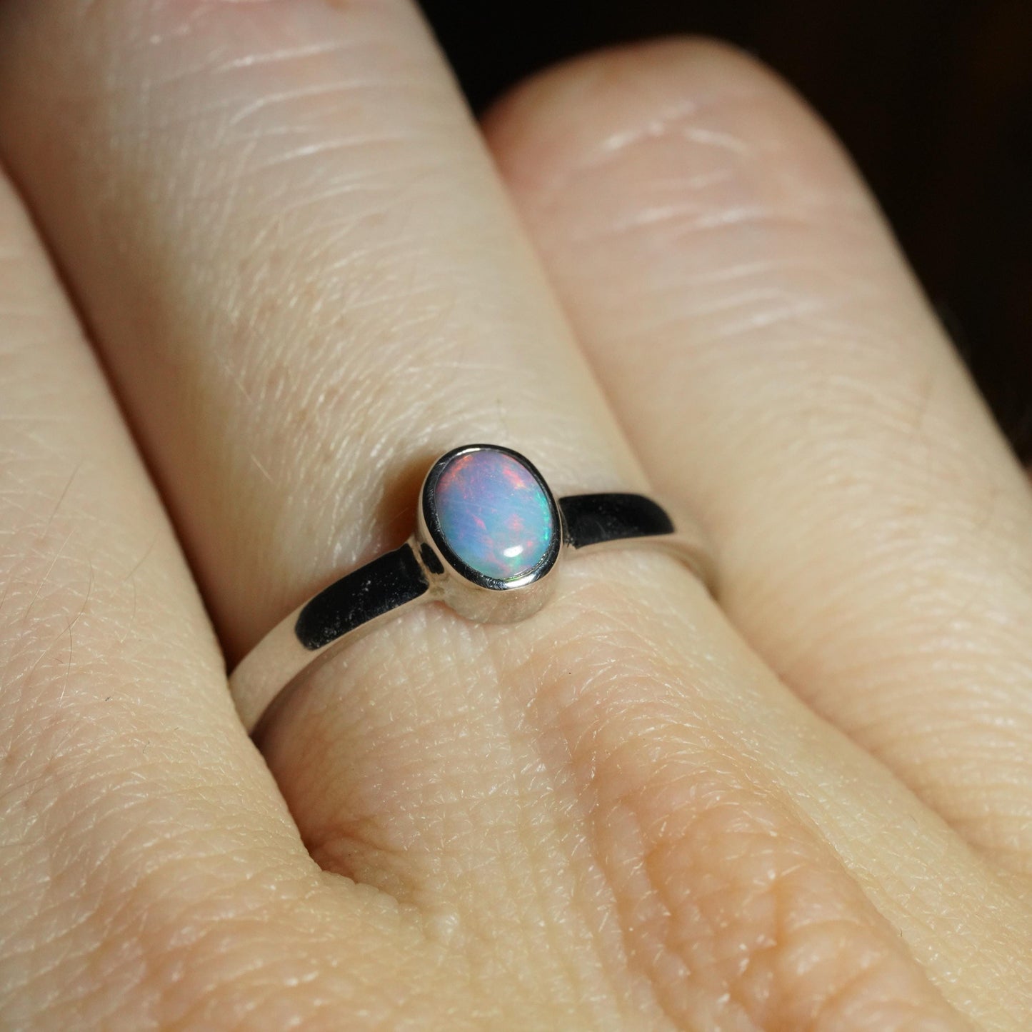 Australian Opal Ring | Sterling Silver | Size 6