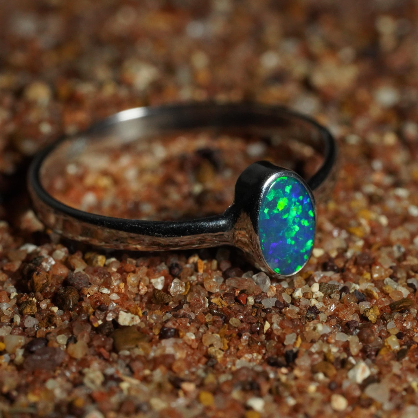 Australian Opal Doublet Ring | Sterling Silver | Size 6
