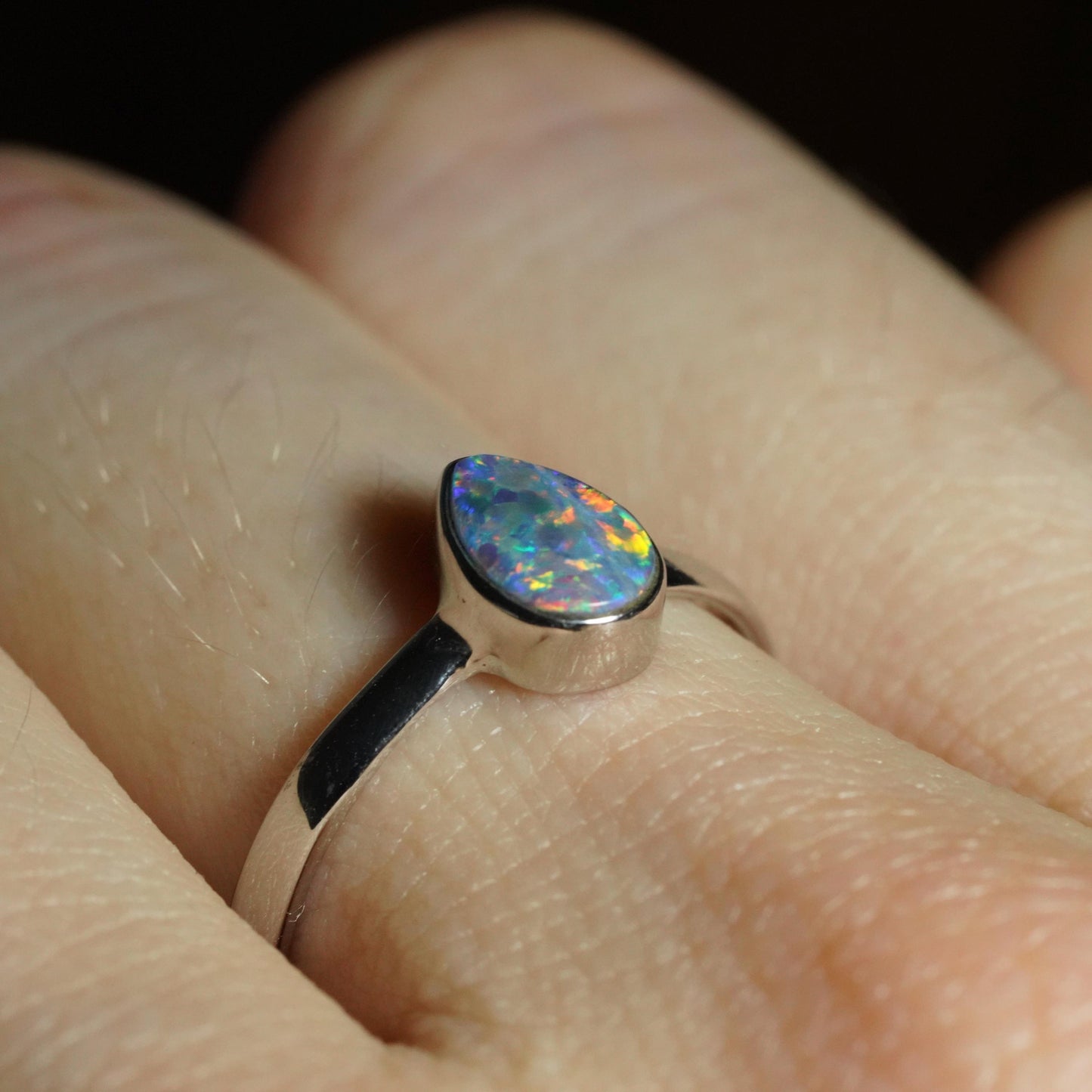 Australian Opal Ring | Sterling Silver | Size 6