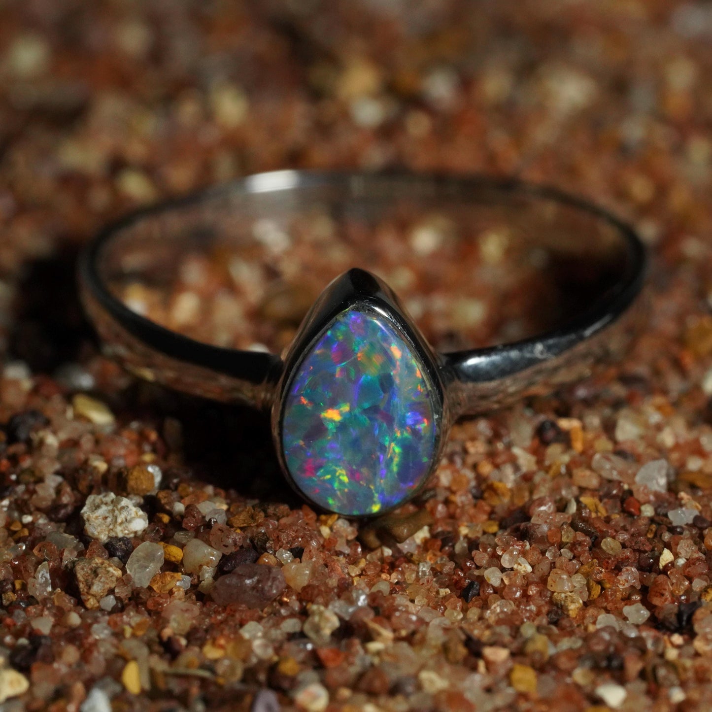 Australian Opal Ring | Sterling Silver | Size 6