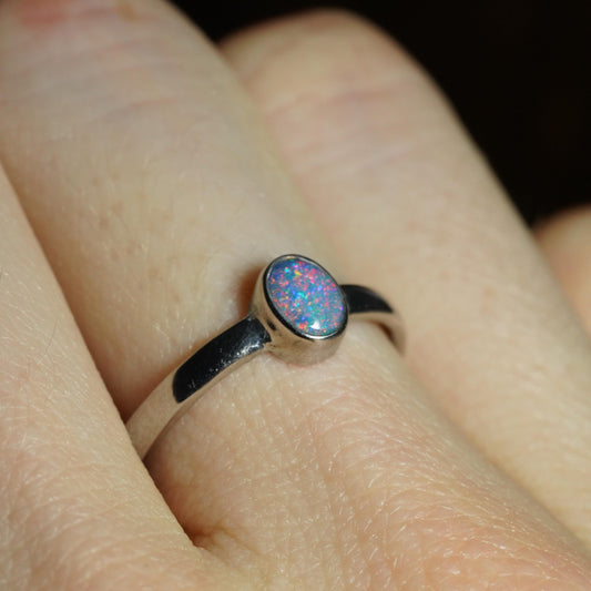 Australian Opal Ring | Sterling Silver | Size 6