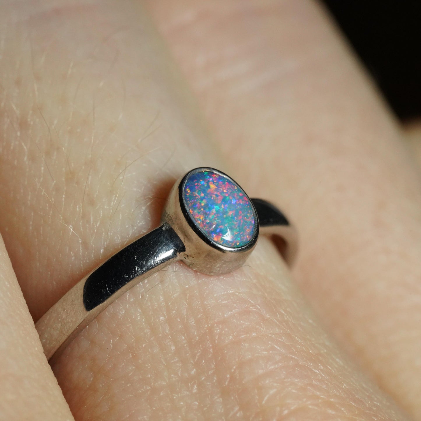 Australian Opal Ring | Sterling Silver | Size 6
