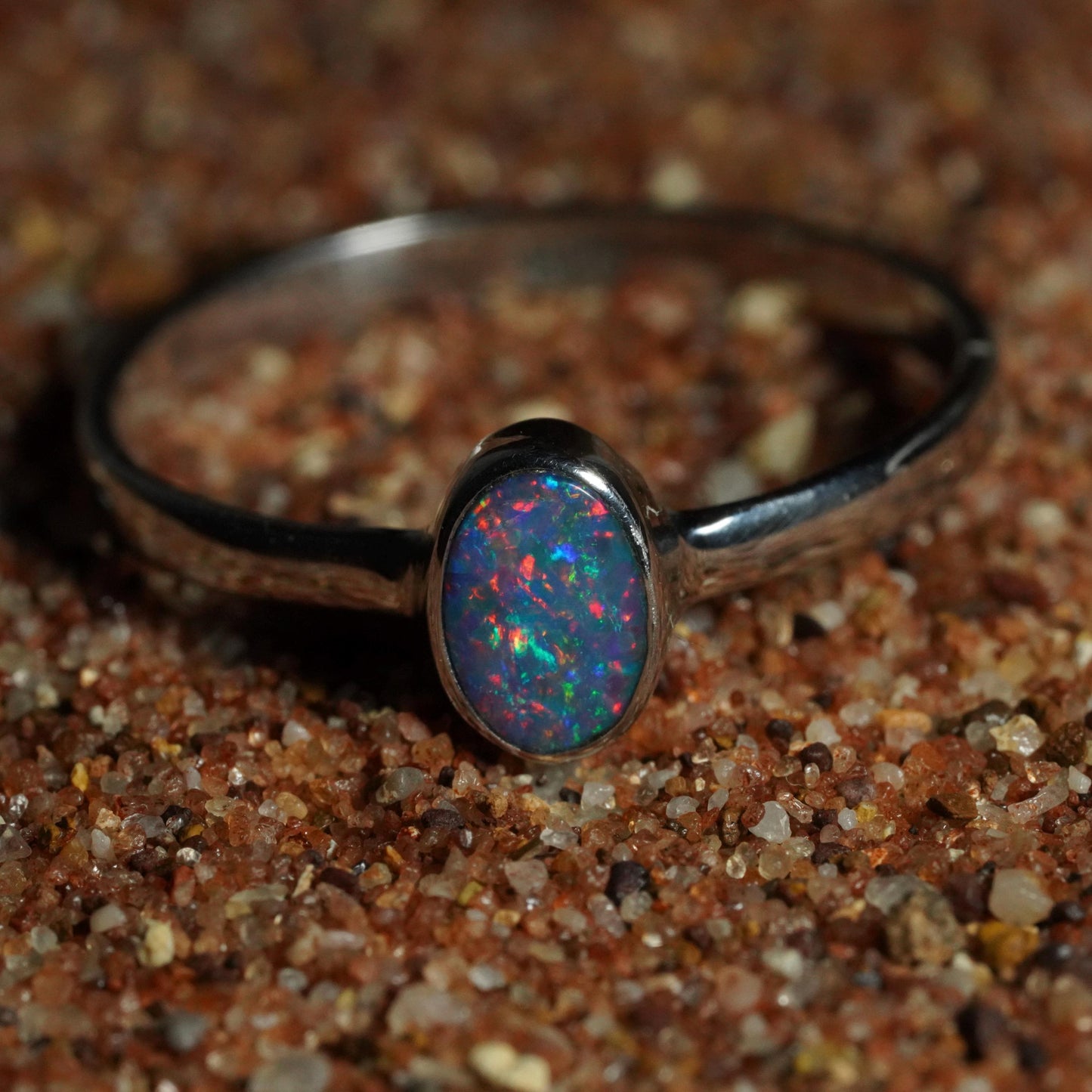 Australian Opal Ring | Sterling Silver | Size 6