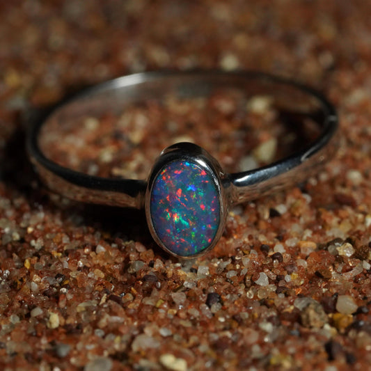 Australian Opal Ring | Sterling Silver | Size 6