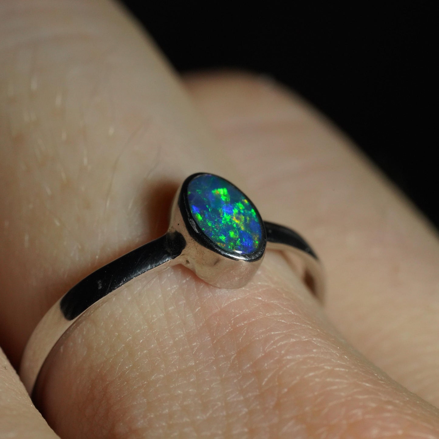 Australian Opal Doublet Ring | Sterling Silver | Size 6