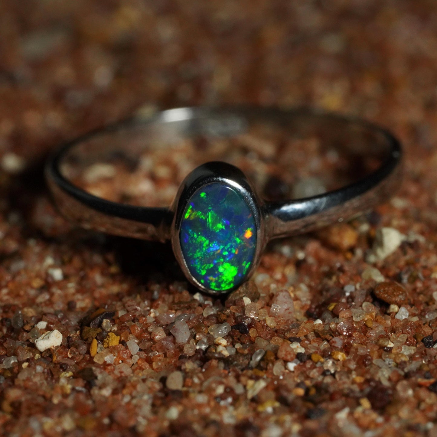 Australian Opal Doublet Ring | Sterling Silver | Size 6