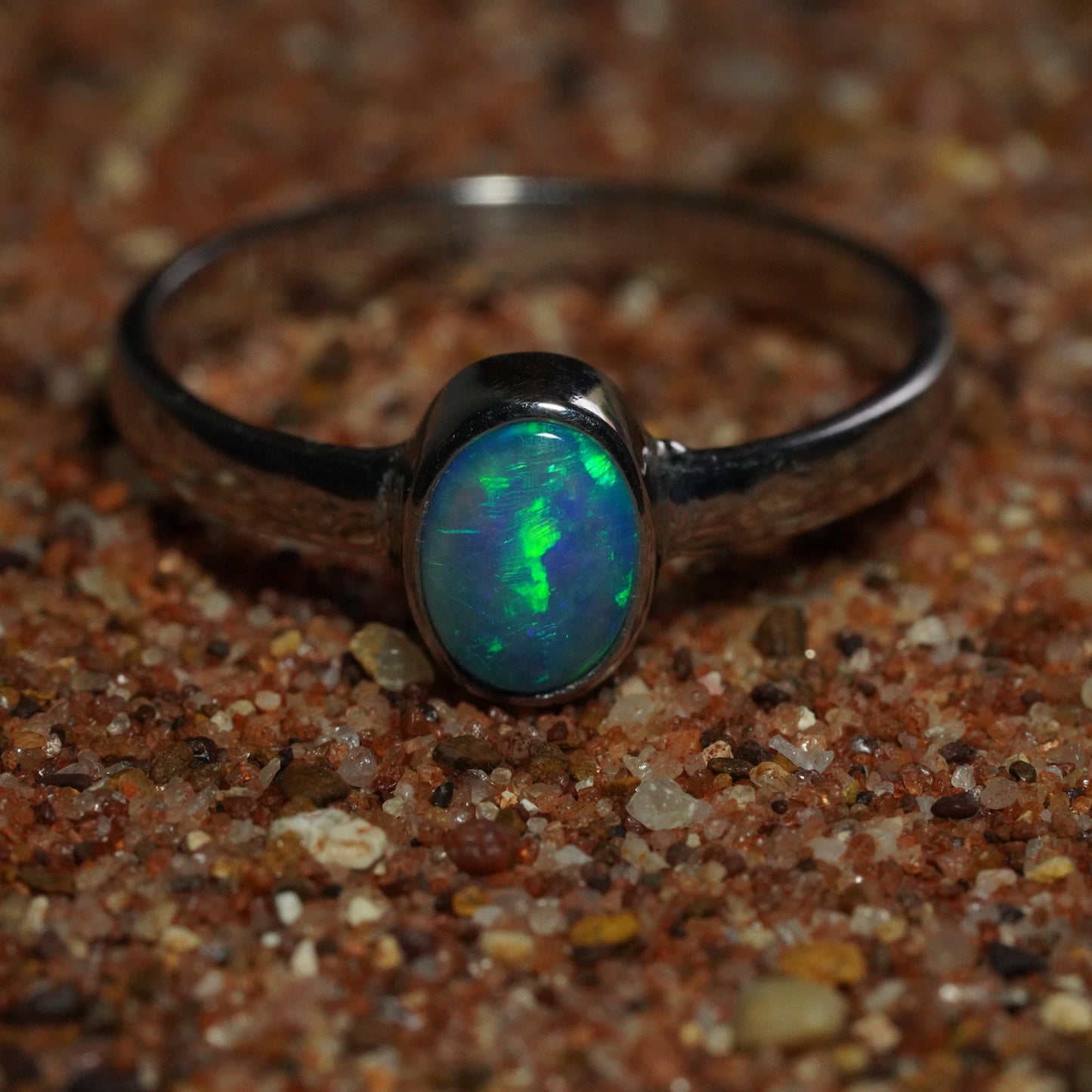 Australian Opal Ring | Sterling Silver | Size 6