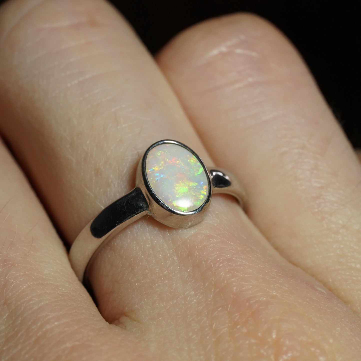 Australian Opal Ring | Sterling Silver | Size 6