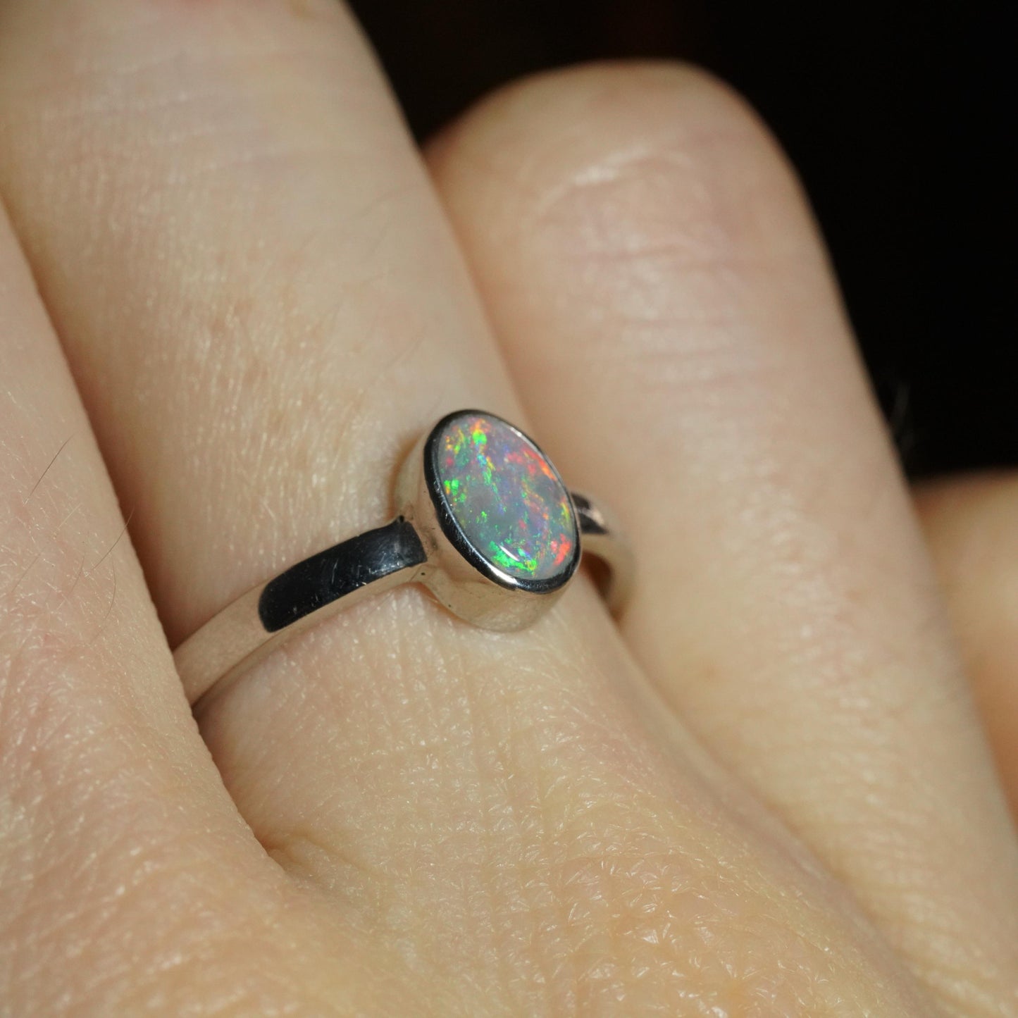 Australian Opal Ring | Sterling Silver | Size 6