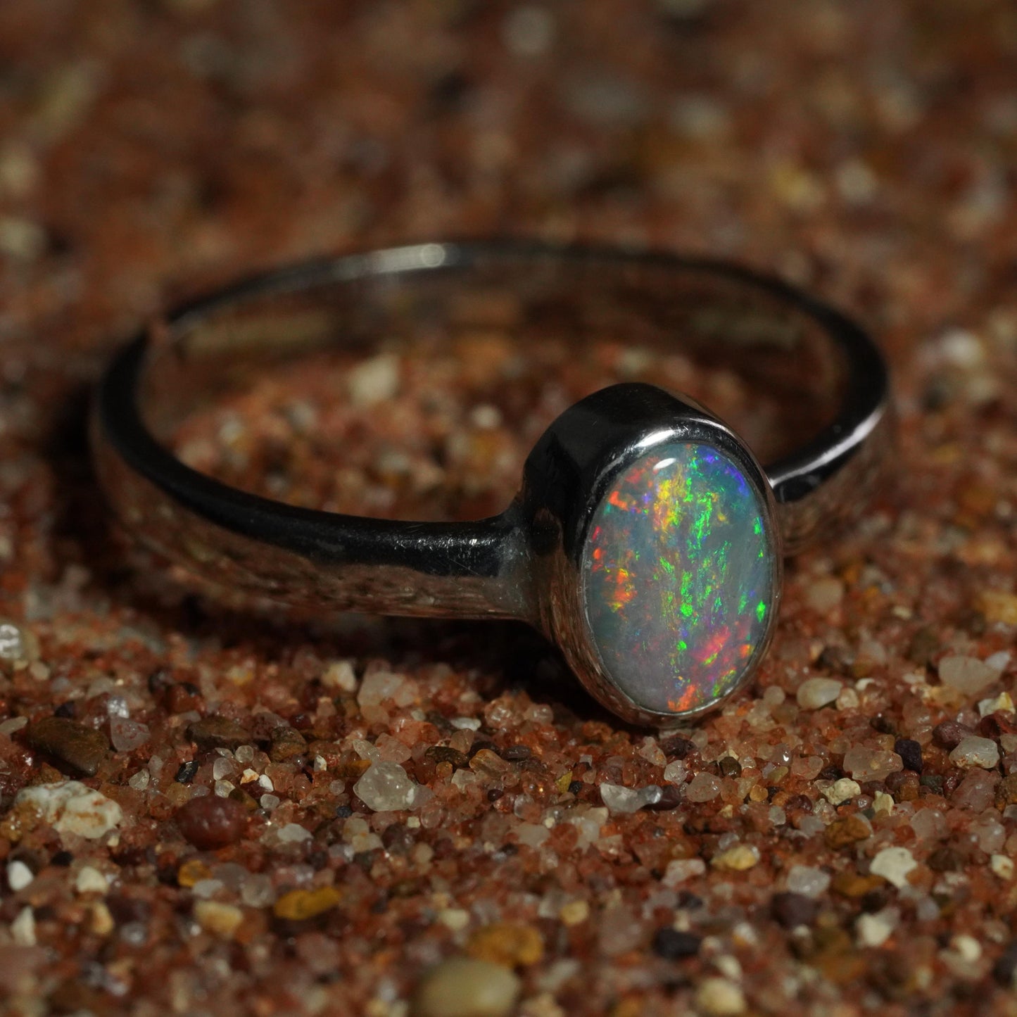 Australian Opal Ring | Sterling Silver | Size 6
