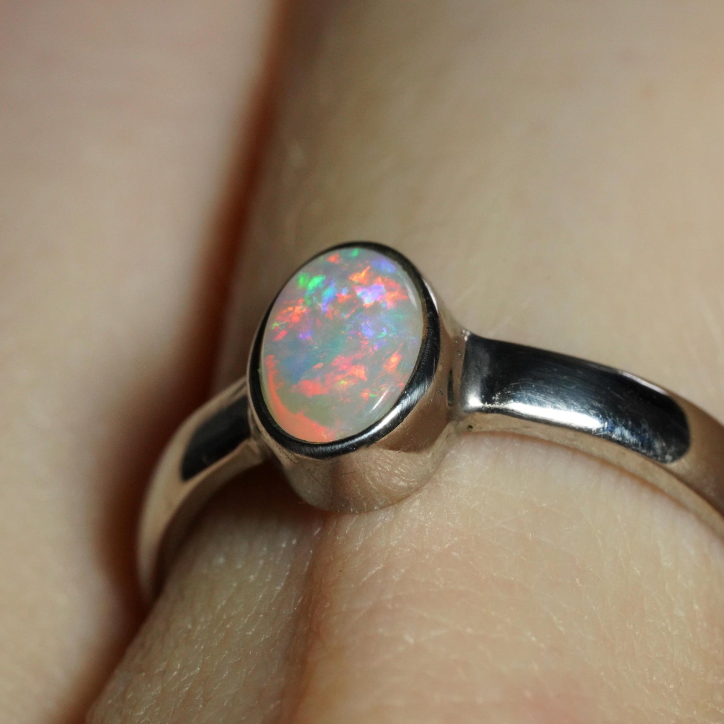 Australian Opal Ring | Sterling Silver | Size 6