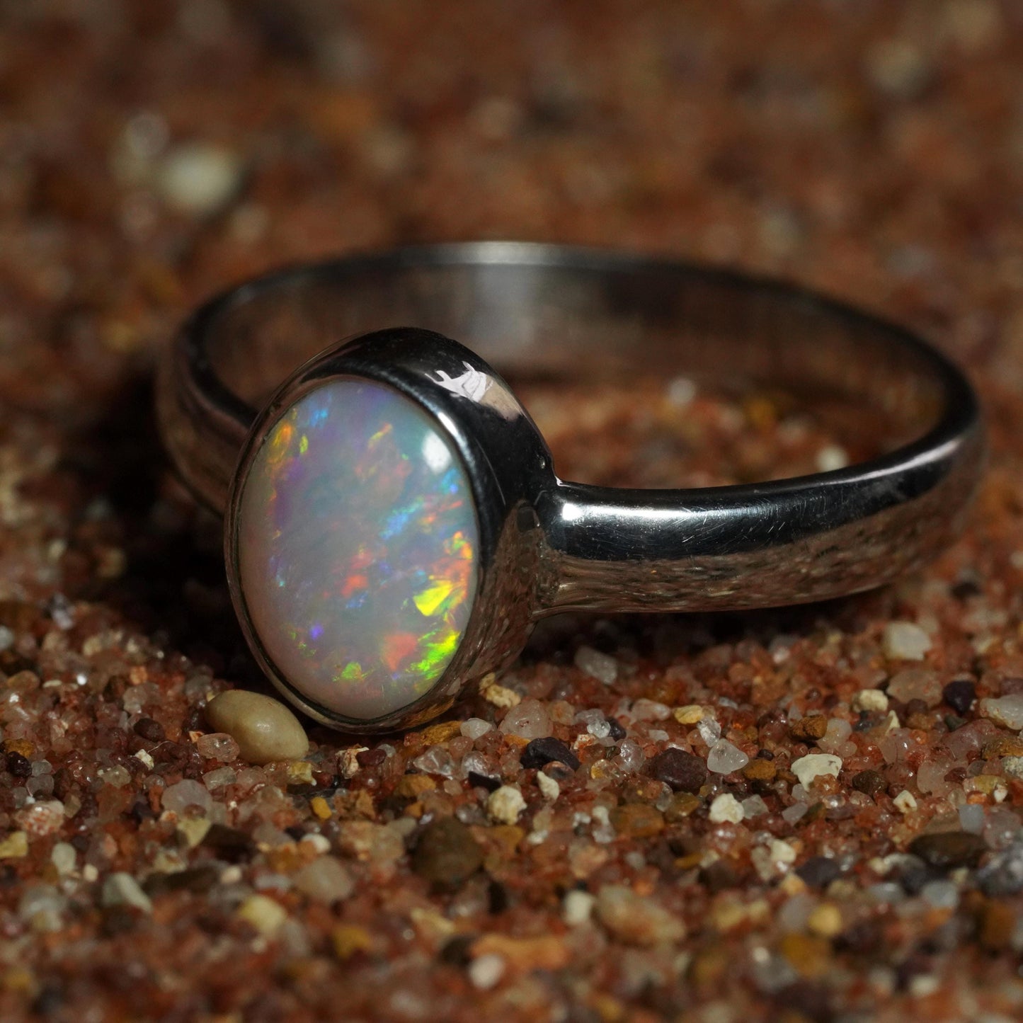 Australian Opal Ring | Sterling Silver | Size 6