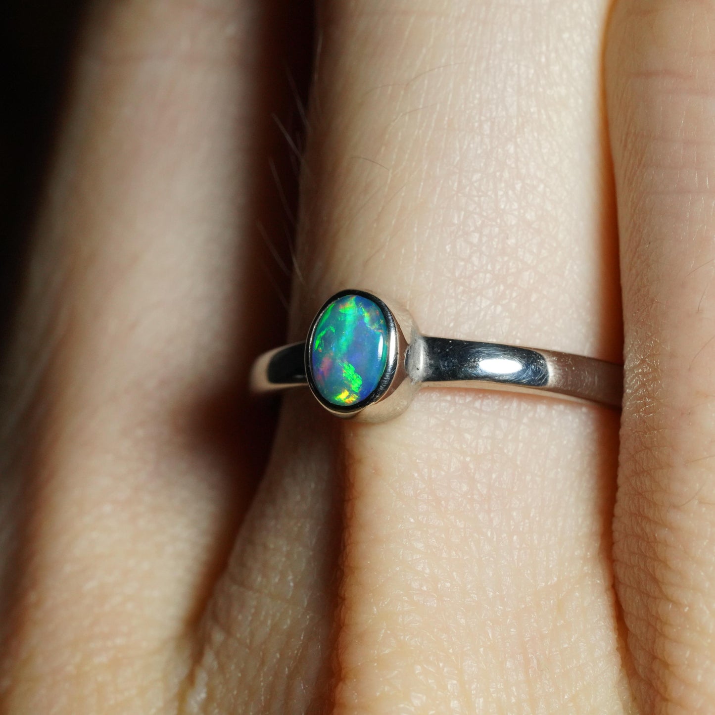 Australian Opal Doublet Ring | Sterling Silver | Size 6