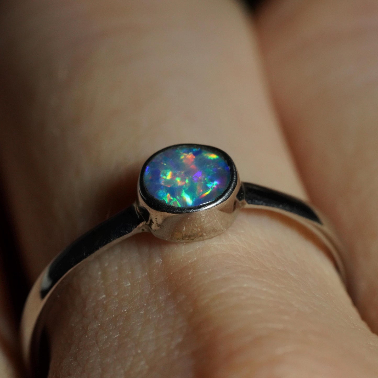 Australian Opal Doublet Ring | Sterling Silver | Size 7