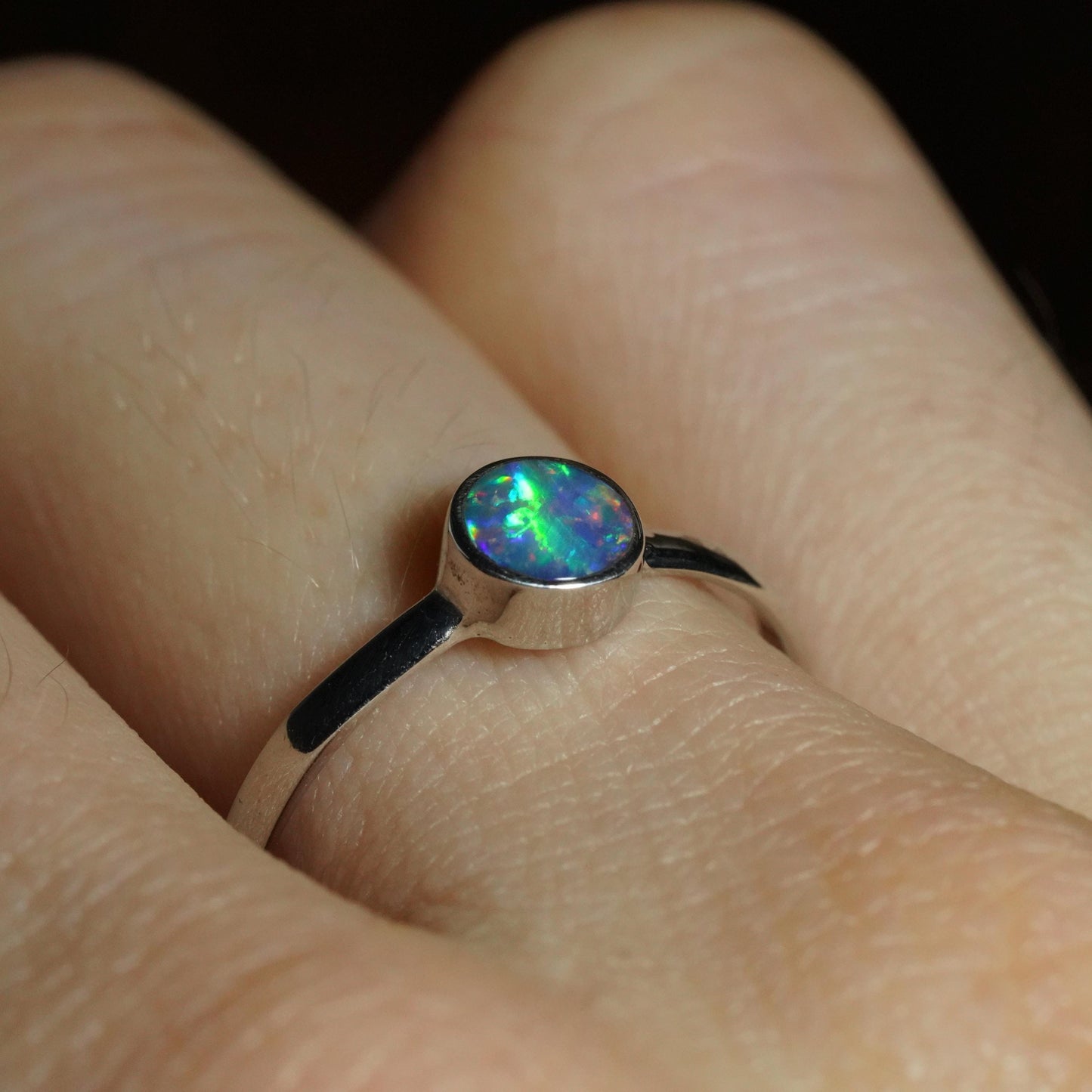 Australian Opal Doublet Ring | Sterling Silver | Size 7