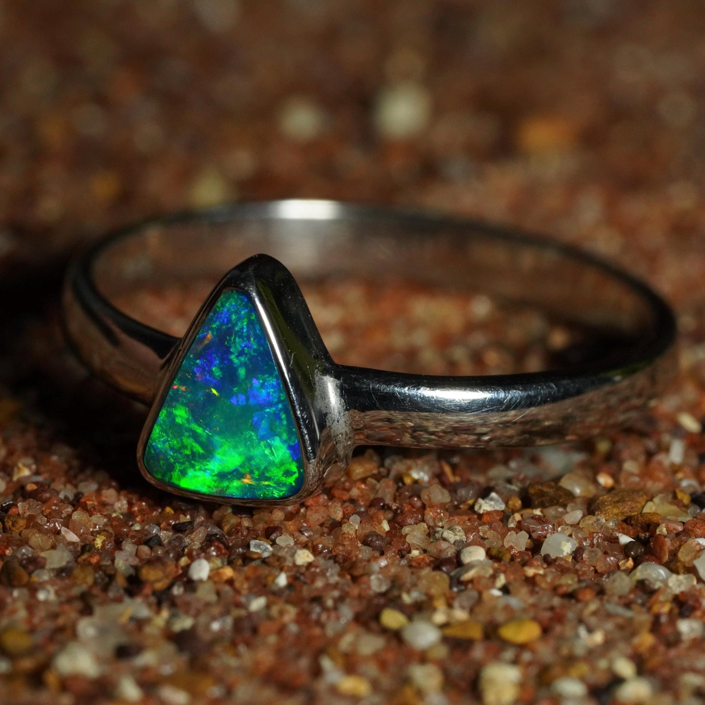 Australian Opal Doublet Ring | Sterling Silver | Size 8