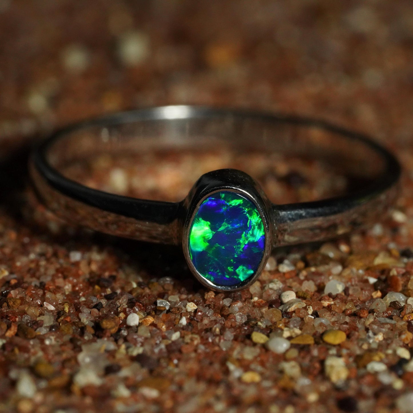 Australian Opal Doublet Ring | Sterling Silver | Size 8