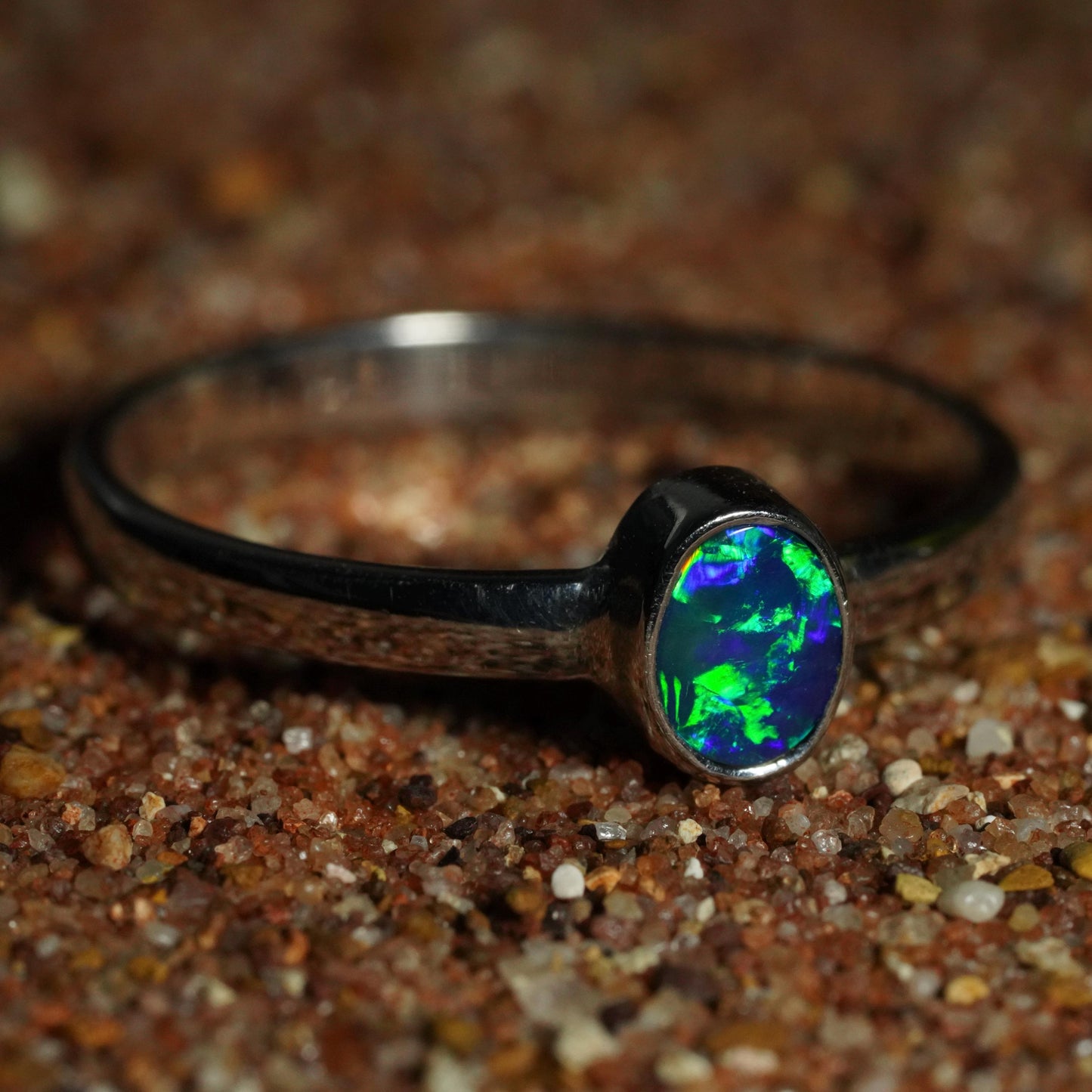 Australian Opal Doublet Ring | Sterling Silver | Size 8