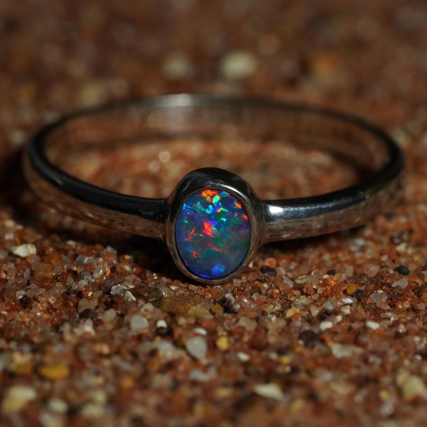 Australian Opal Doublet Ring | Sterling Silver | Size 8