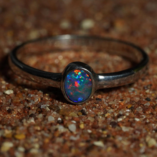 Australian Opal Doublet Ring | Sterling Silver | Size 8