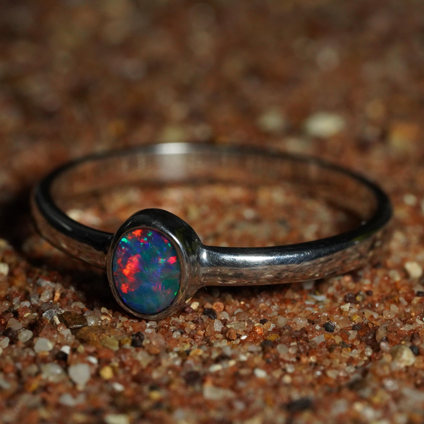 Australian Opal Doublet Ring | Sterling Silver | Size 8