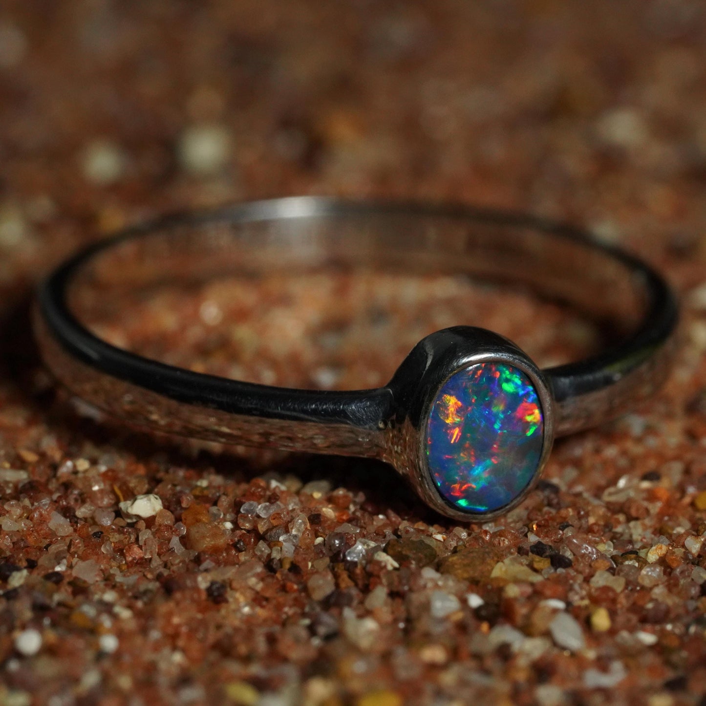 Australian Opal Doublet Ring | Sterling Silver | Size 8
