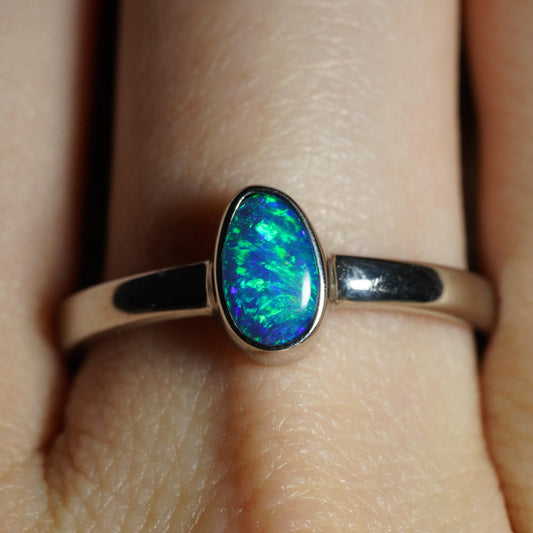 Australian Opal Doublet Ring | Sterling Silver | Size 8