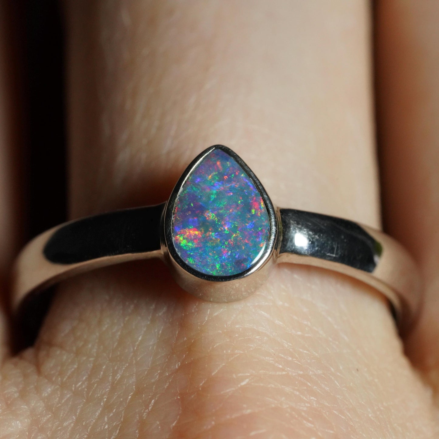 Australian Opal Doublet Ring | Sterling Silver | Size 9