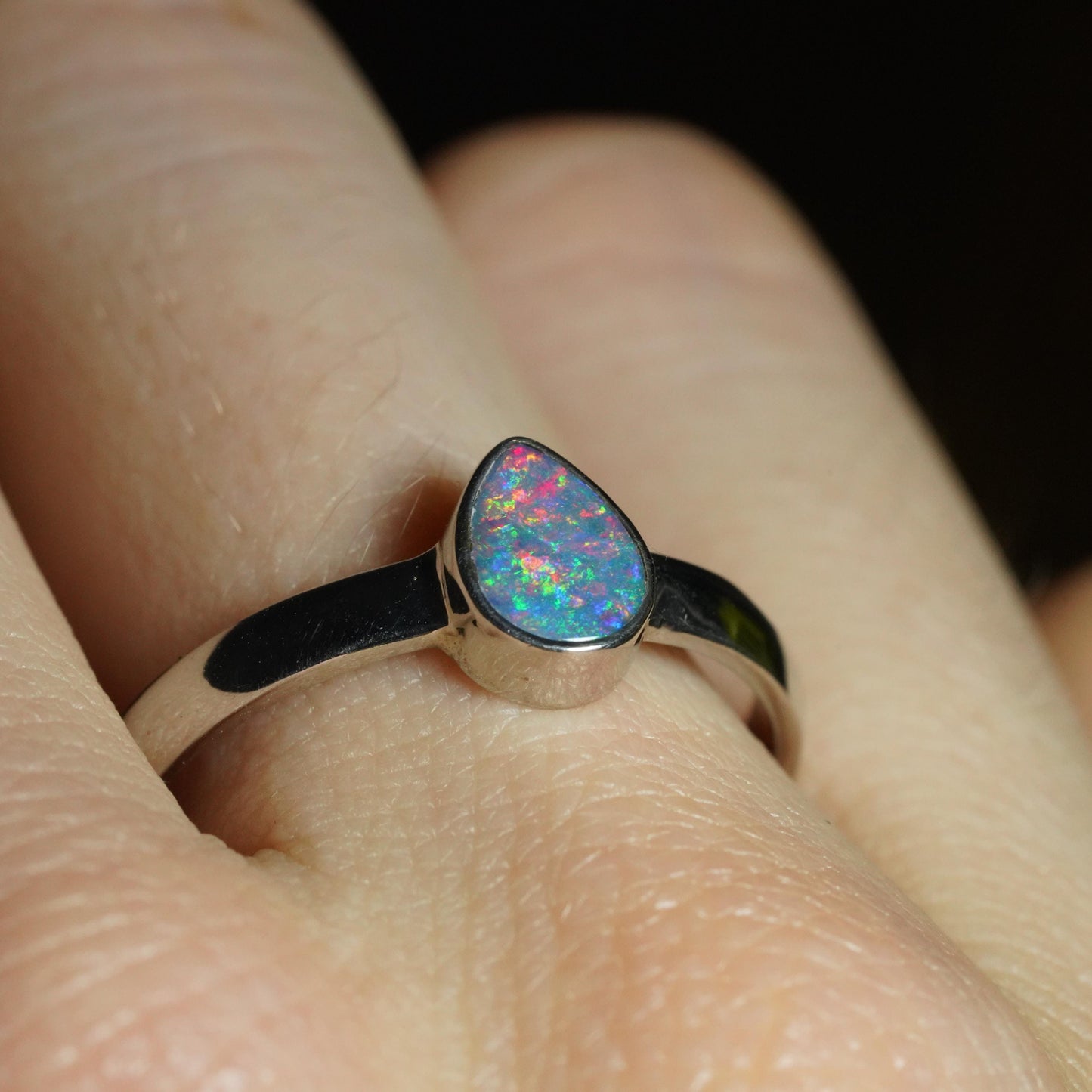 Australian Opal Doublet Ring | Sterling Silver | Size 9