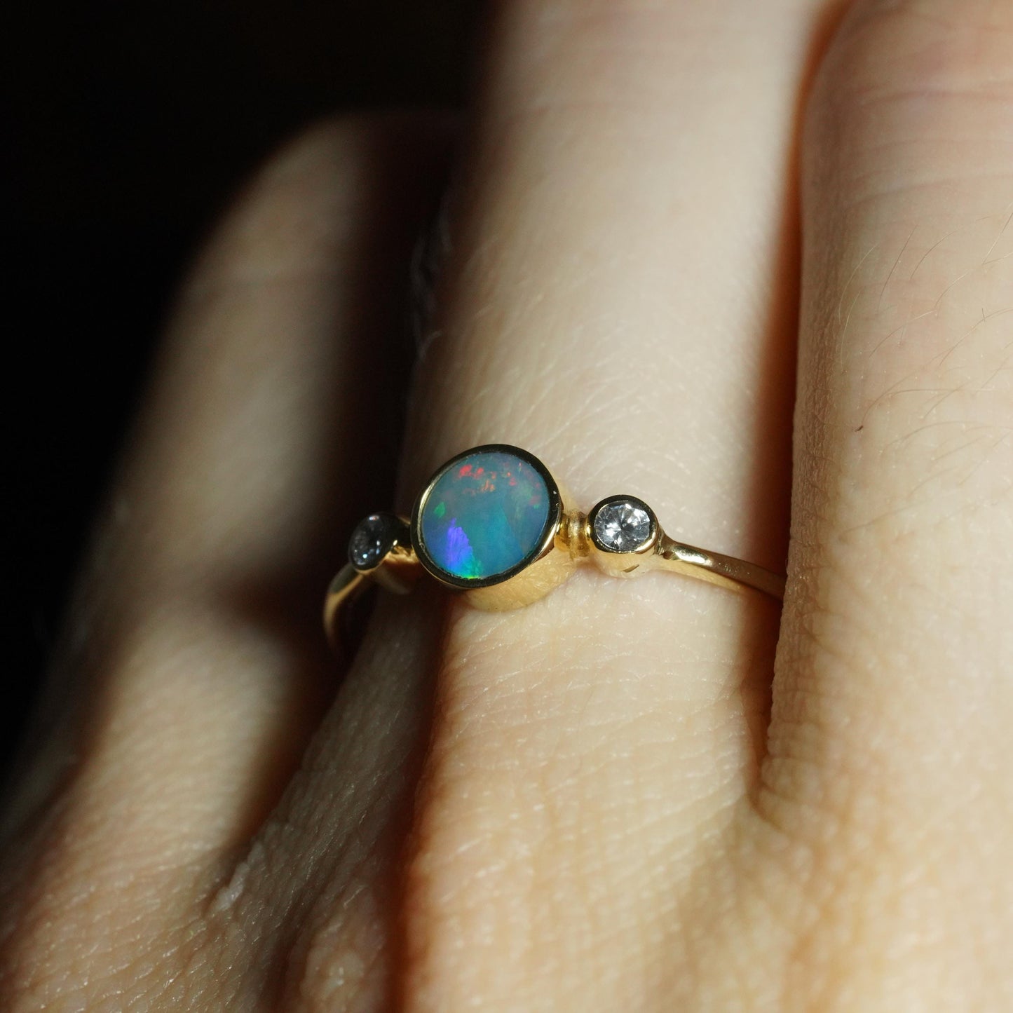 Australian Opal Doublet Ring | Solid 14k Gold | Size 7