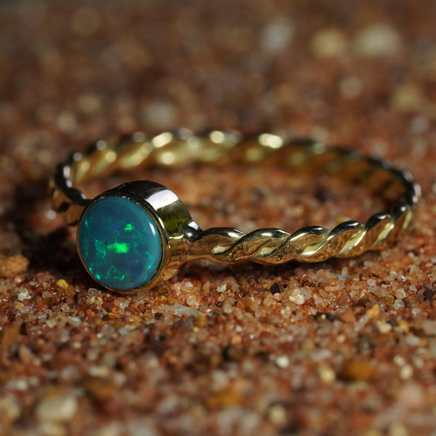 Australian Opal Doublet Ring | Solid 14k Gold | Size 8