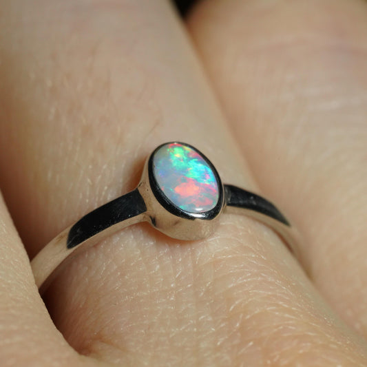 Australian Opal Ring | Sterling Silver | Size 8