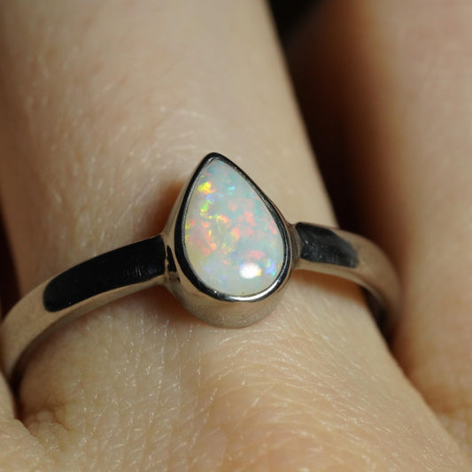 Australian Opal Ring | Sterling Silver | Size 8