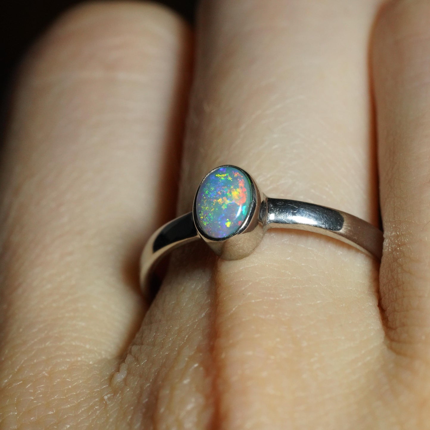 Australian Opal Ring | Sterling Silver | Size 8