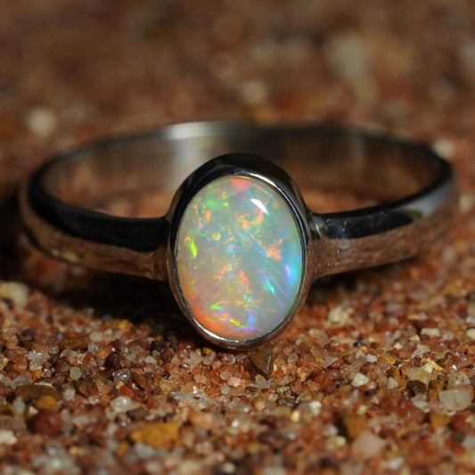 Australian Opal Ring | Sterling Silver | Size 8