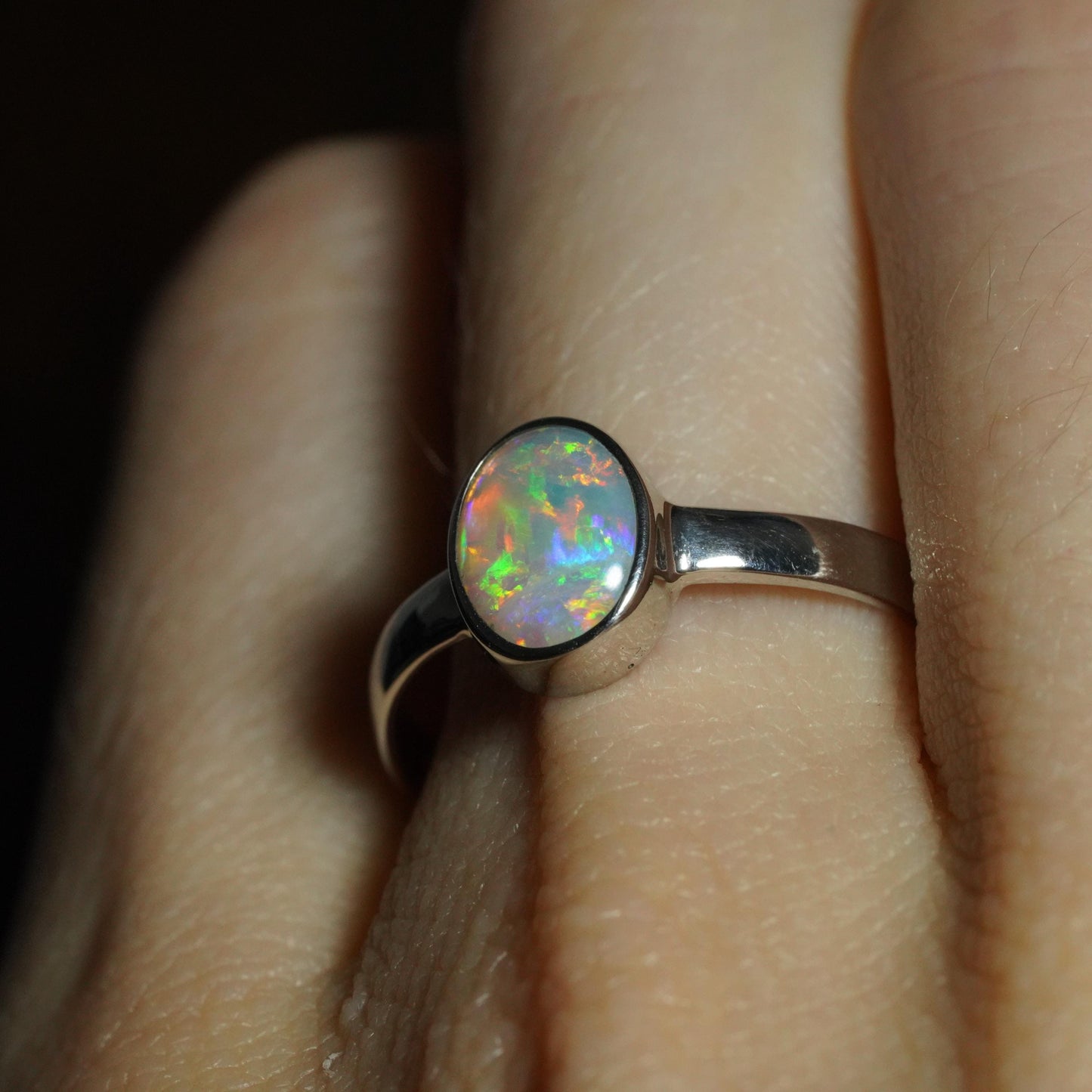 Australian Opal Ring | Sterling Silver | Size 8
