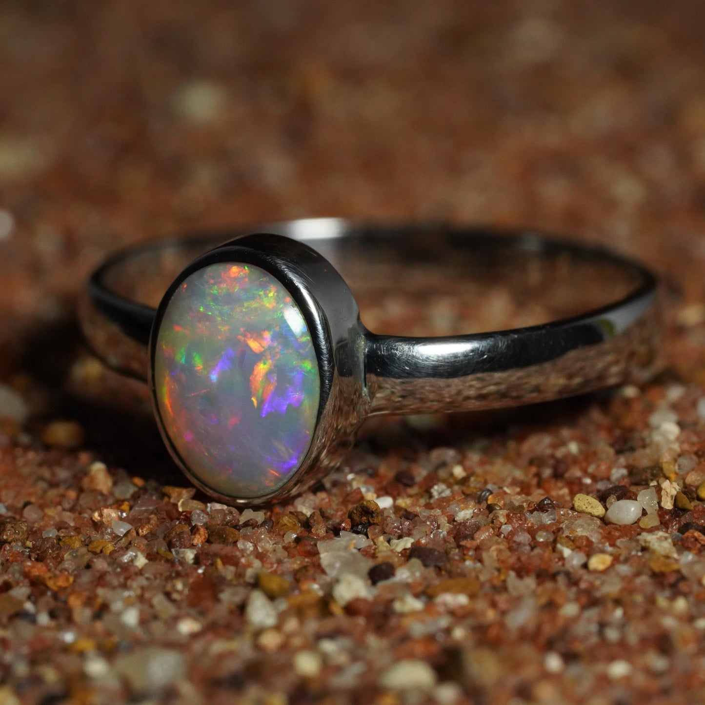 Australian Opal Ring | Sterling Silver | Size 8