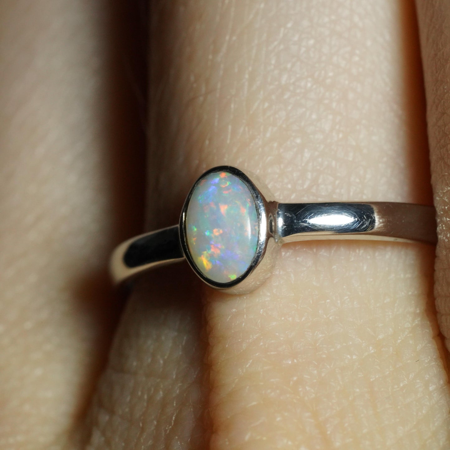 Australian Opal Ring | Sterling Silver | Size 8