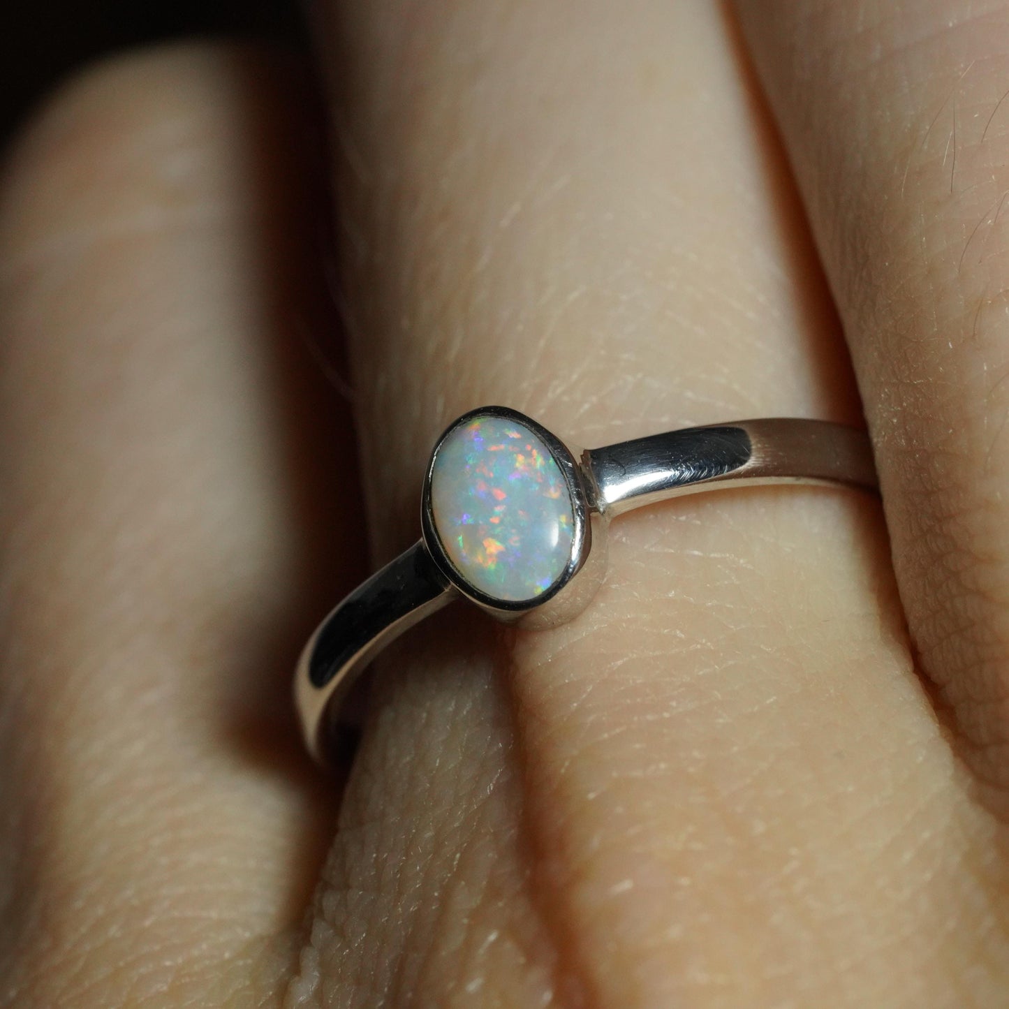 Australian Opal Ring | Sterling Silver | Size 8