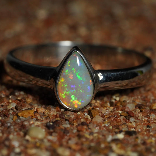 Australian Opal Ring | Sterling Silver | Size 8