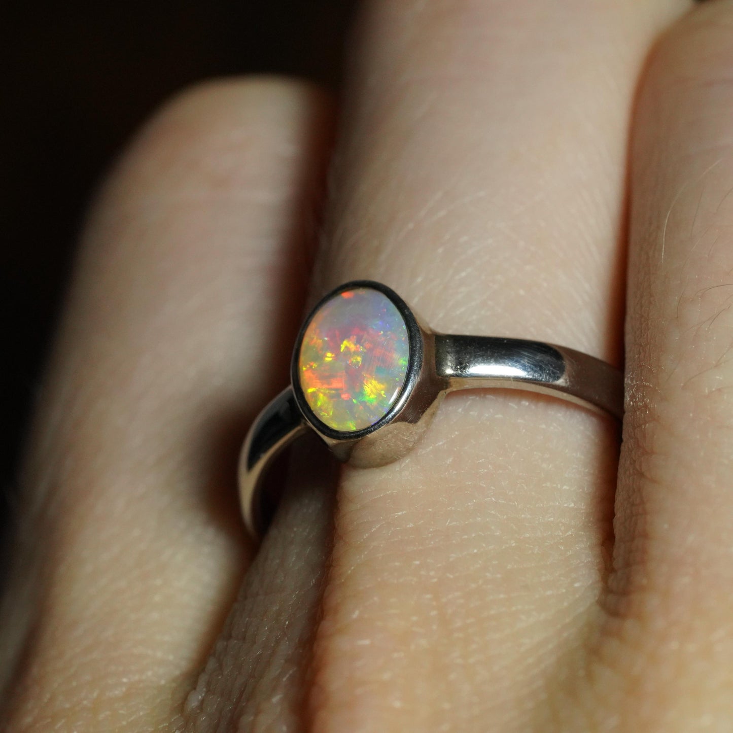 Australian Opal Ring | Sterling Silver | Size 8