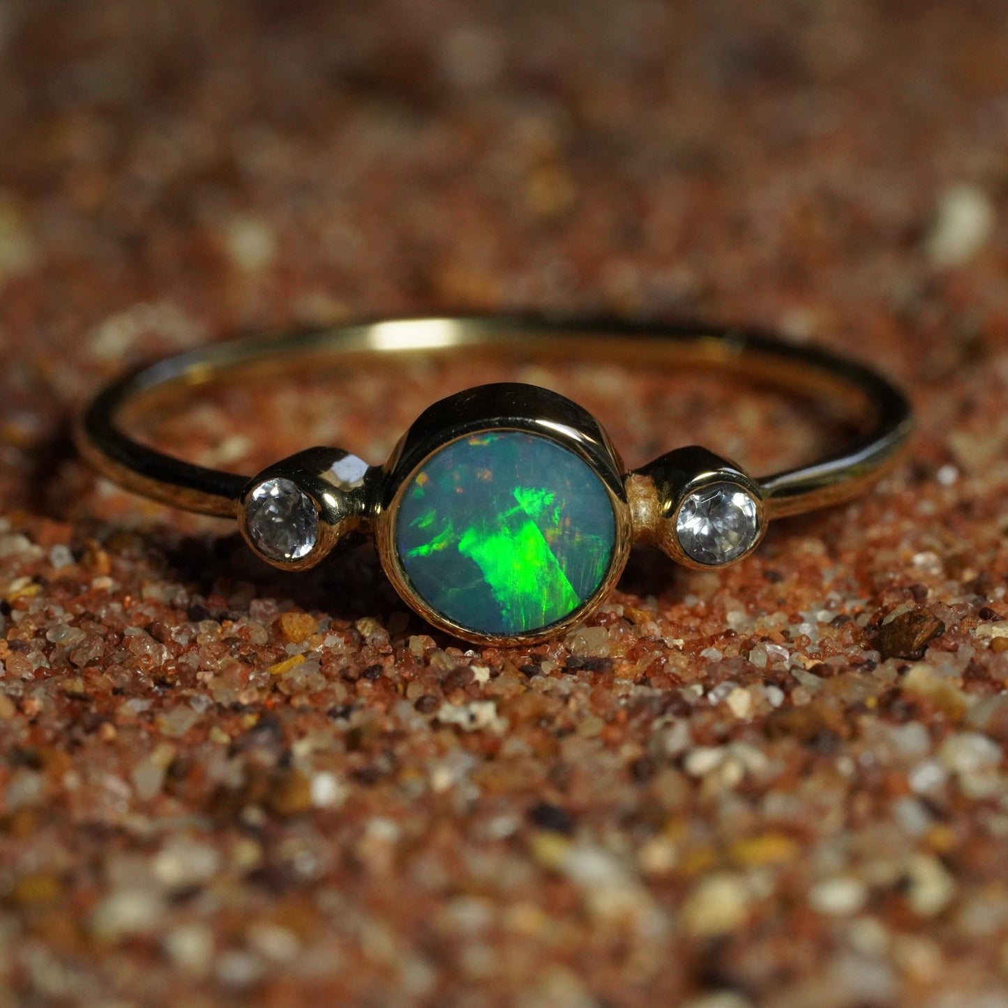 Australian Opal Doublet Ring | Solid 14k Gold | Size 7