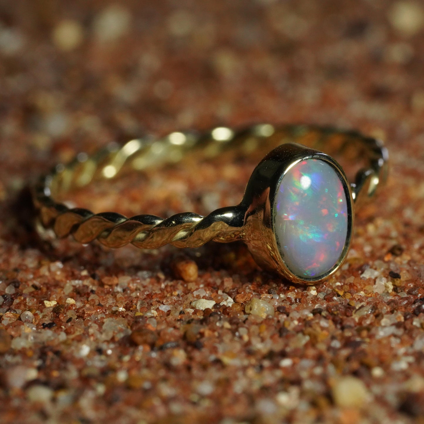 Australian Opal Ring | Solid 14k Gold | Size 8