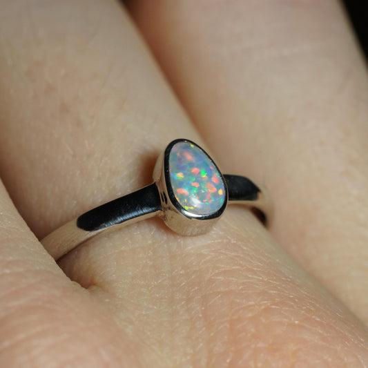 Australian Opal Ring | Sterling Silver | Size 8