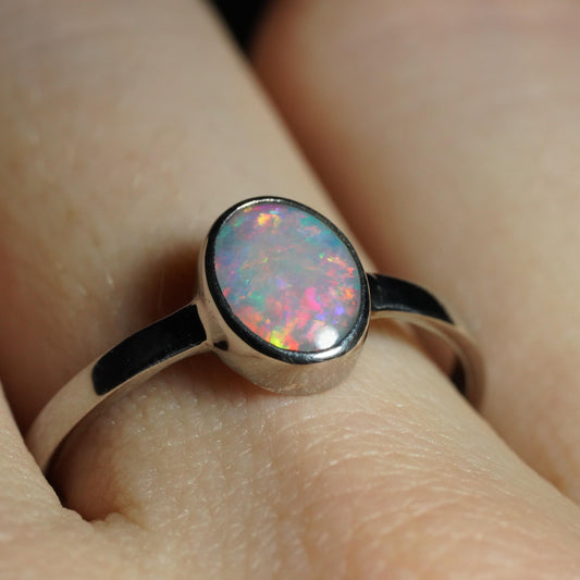 Australian Opal Ring | Sterling Silver | Size 8
