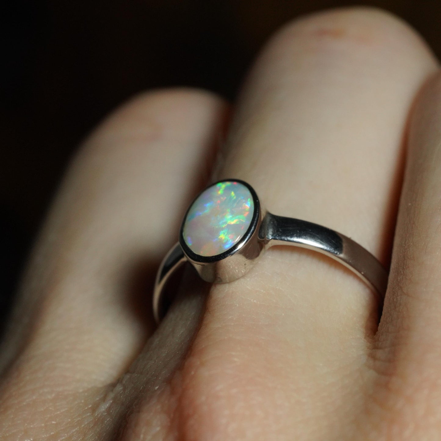 Australian Opal Ring | Sterling Silver | Size 7