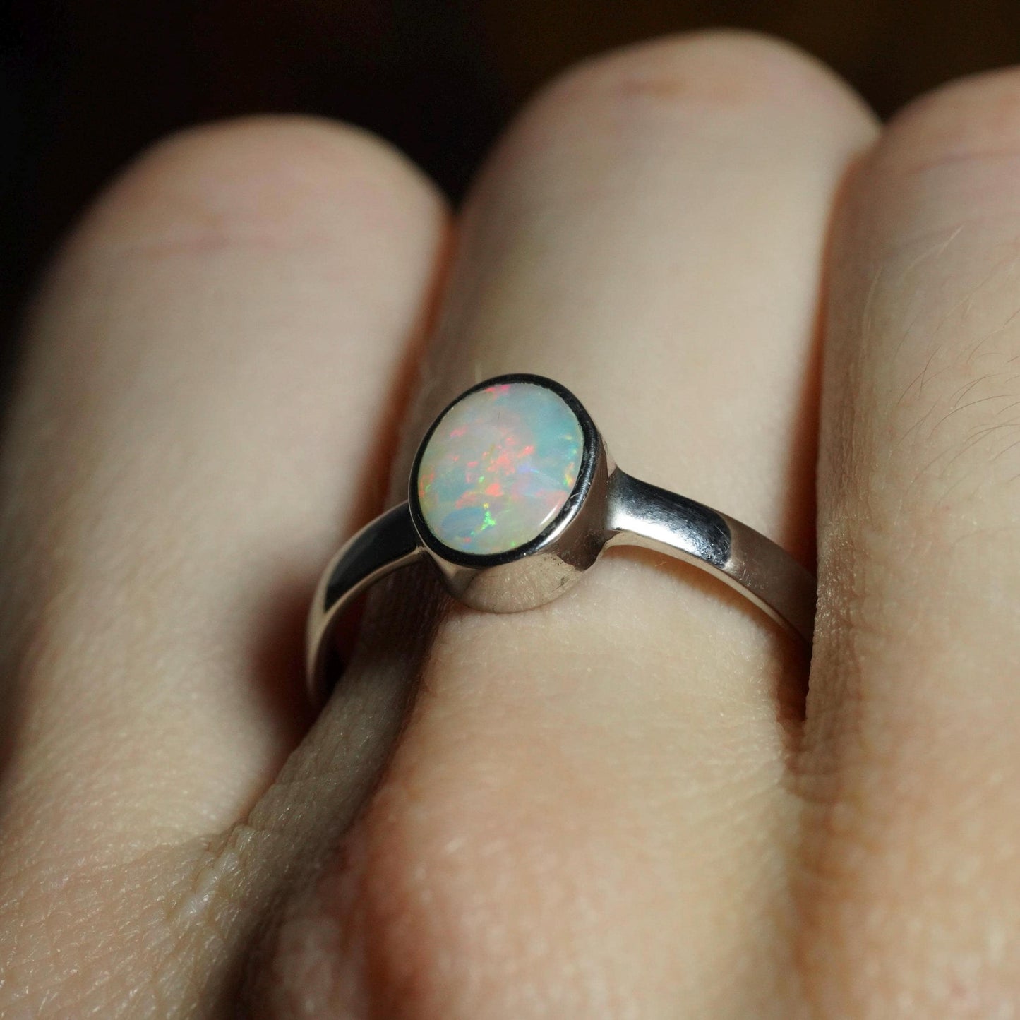 Australian Opal Ring | Sterling Silver | Size 7