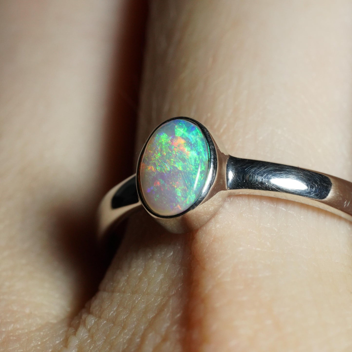 Australian Opal Ring | Sterling Silver | Size 8