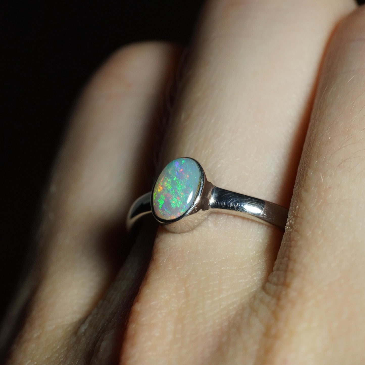 Australian Opal Ring | Sterling Silver | Size 8