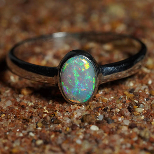 Australian Opal Ring | Sterling Silver | Size 8